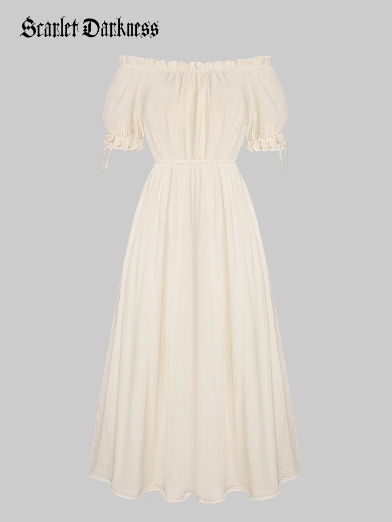 Renaissance Cotton Off Shoulder Pocket Dress