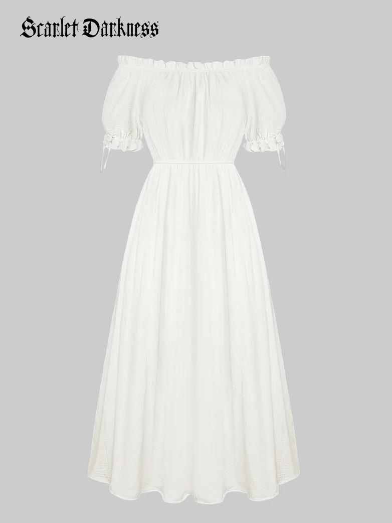 Renaissance Cotton Off Shoulder Pocket Dress - Image 13