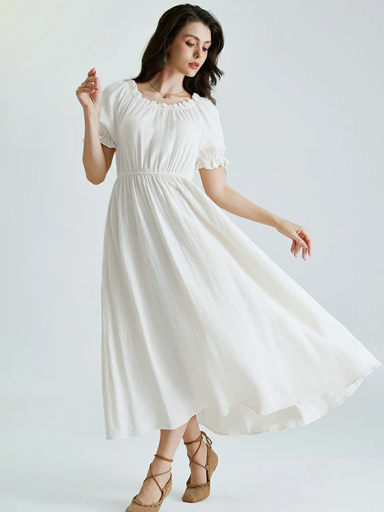 Renaissance Cotton Off Shoulder Pocket Dress - Image 16
