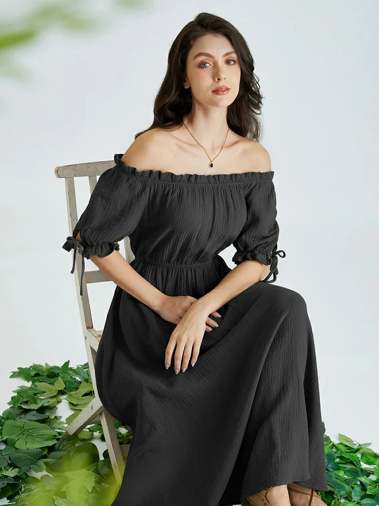 Renaissance Cotton Off Shoulder Pocket Dress - Image 19