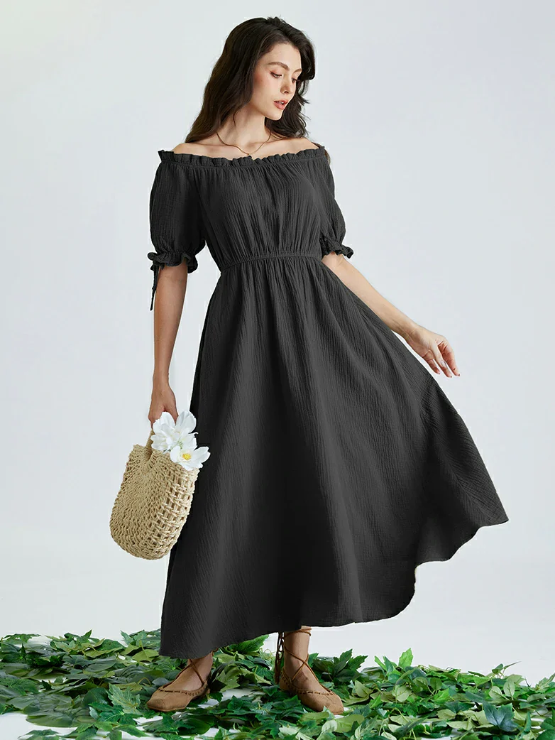 Renaissance Cotton Off Shoulder Pocket Dress - Image 20