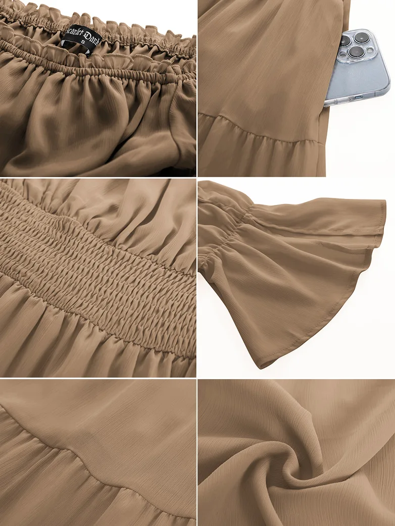 Renaissance Cotton Off Shoulder Pocket Dress - Image 32