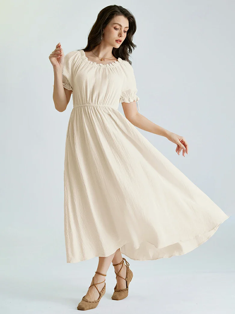 Renaissance Cotton Off Shoulder Pocket Dress - Image 4