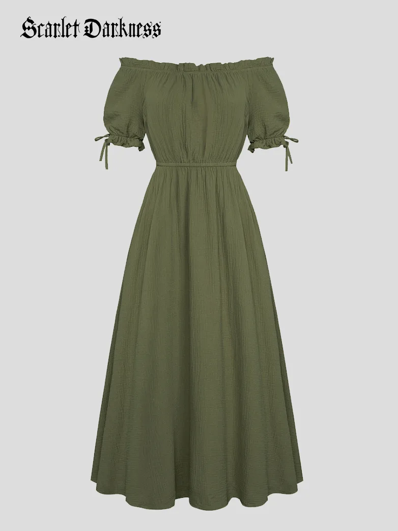 Renaissance Cotton Off Shoulder Pocket Dress - Image 7