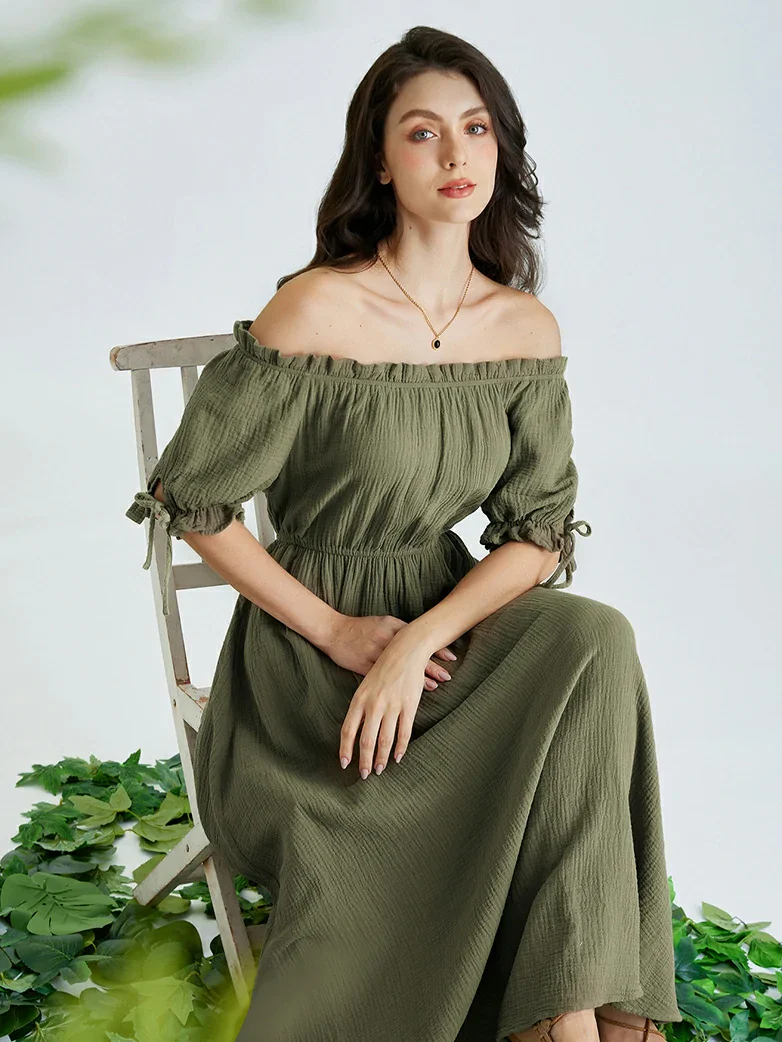 Renaissance Cotton Off Shoulder Pocket Dress - Image 8