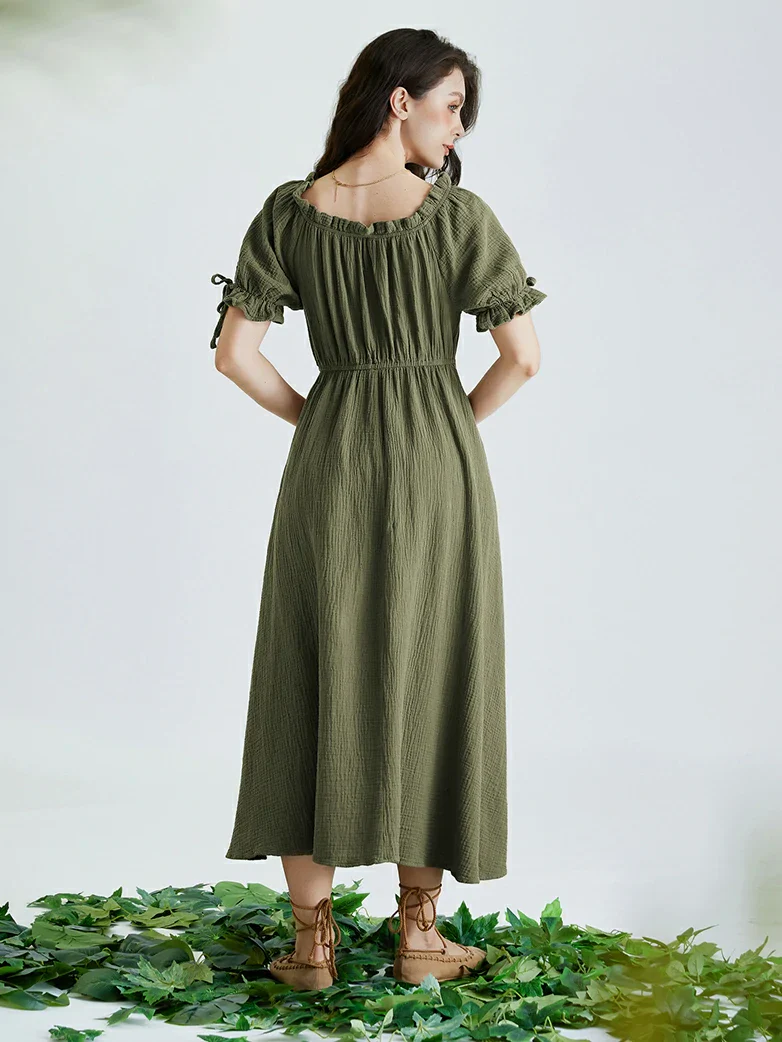 Renaissance Cotton Off Shoulder Pocket Dress - Image 9