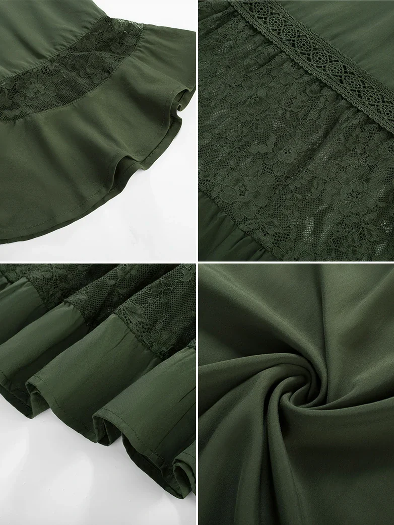Brown Renaissance Lace Hem Pockets Maxi Dress - Image 11