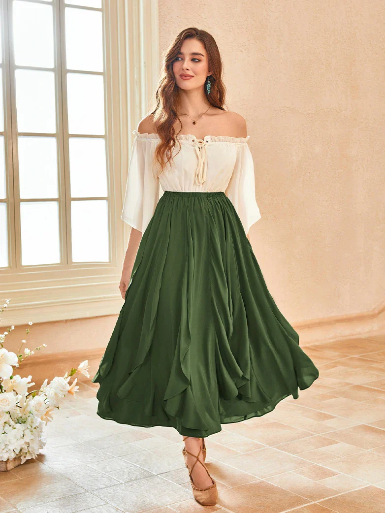 Renaissance Ruffle Swing Skirt with Pockets - Image 17