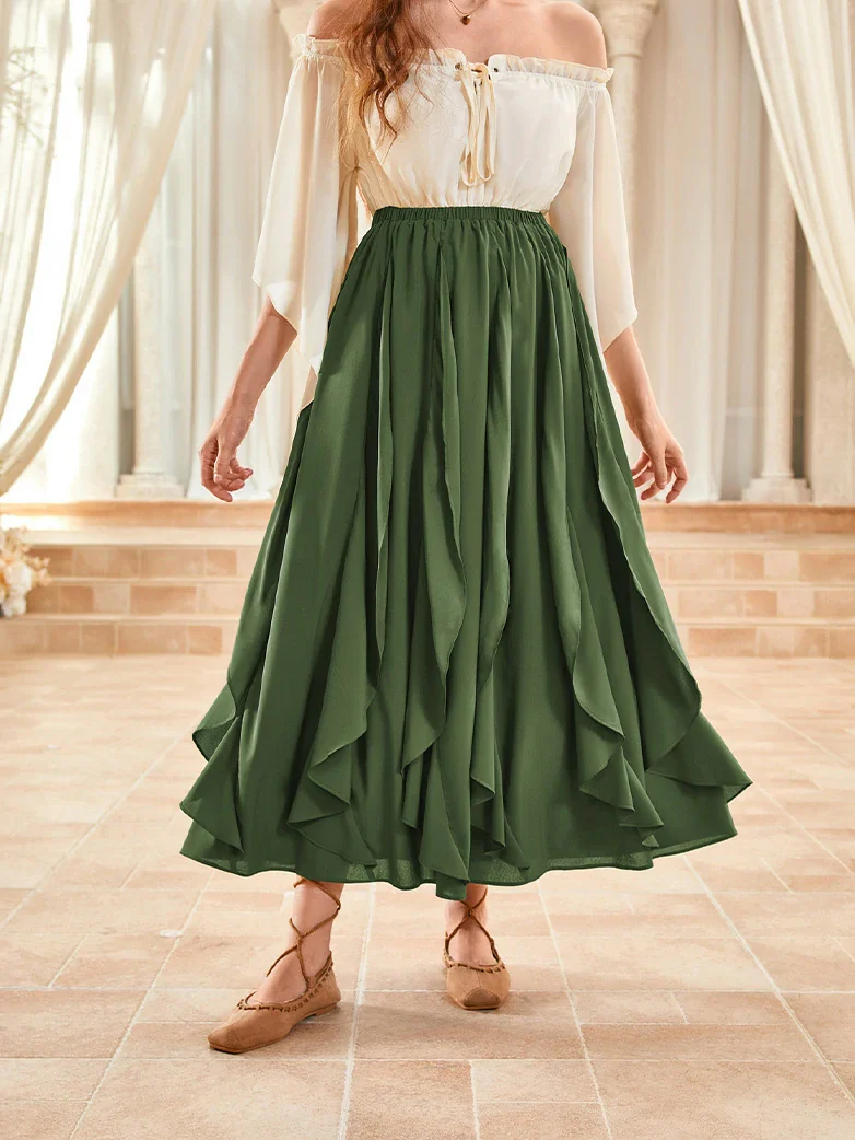 Renaissance Ruffle Swing Skirt with Pockets - Image 18
