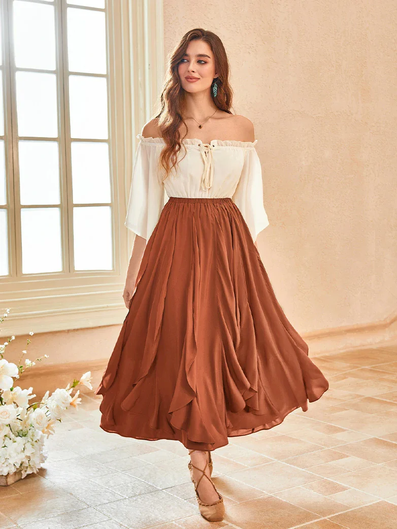 Renaissance Ruffle Swing Skirt with Pockets - Image 22