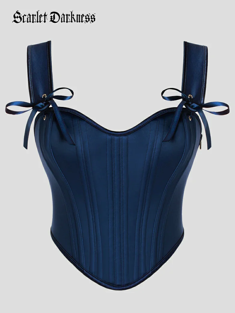 Renaissance Satin Corset Bustier Lace-up Top - Image 15