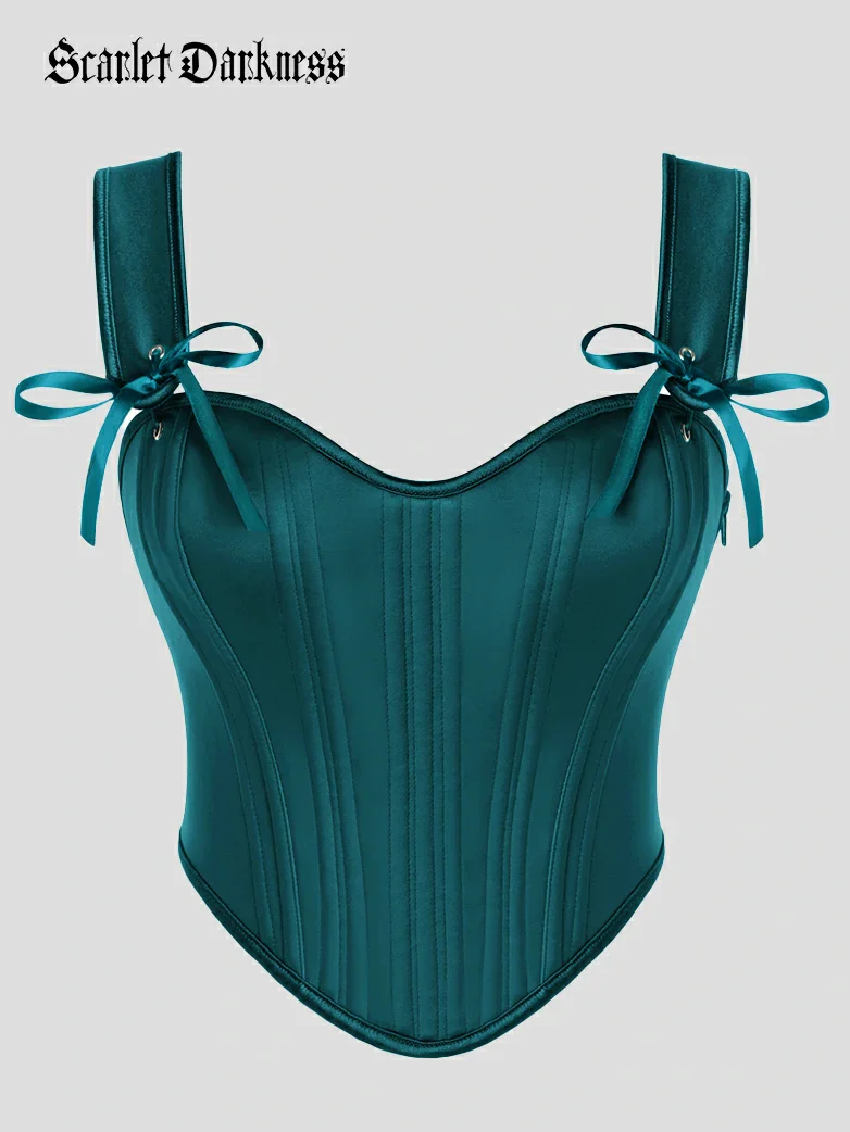 Renaissance Satin Corset Bustier Lace-up Top - Image 19