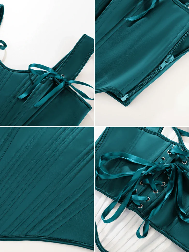 Renaissance Satin Corset Bustier Lace-up Top - Image 22