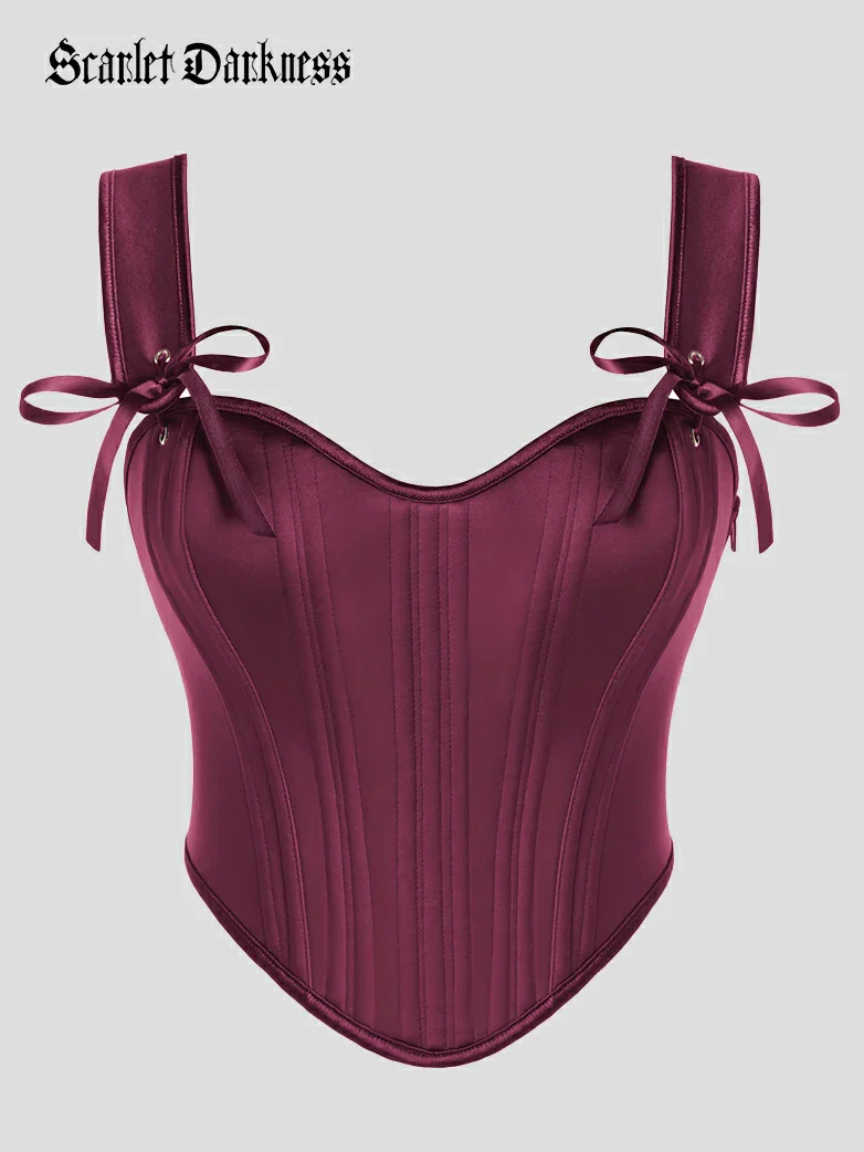 Renaissance Satin Corset Bustier Lace-up Top - Image 23