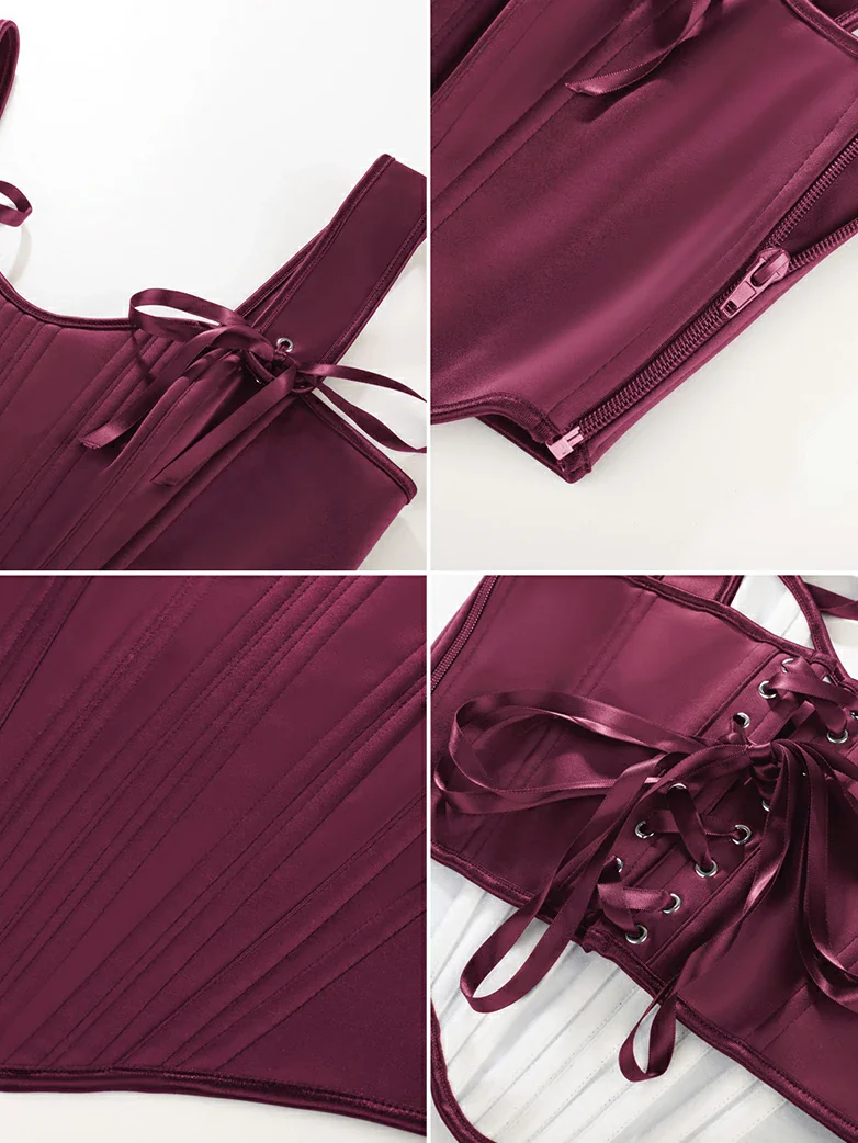 Renaissance Satin Corset Bustier Lace-up Top - Image 26