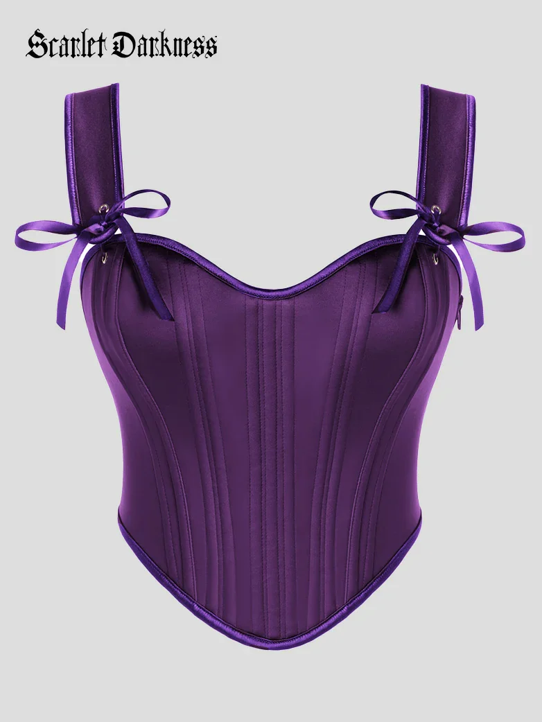 Renaissance Satin Corset Bustier Lace-up Top - Image 27