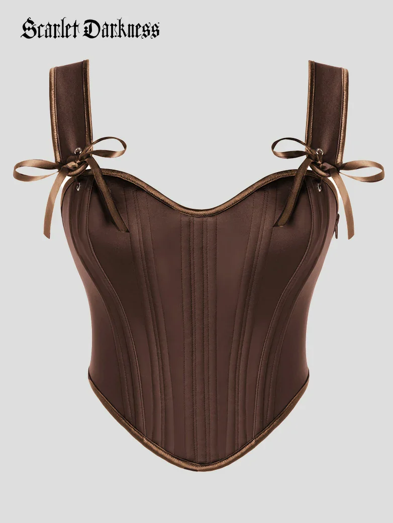 Renaissance Satin Corset Bustier Lace-up Top - Image 32