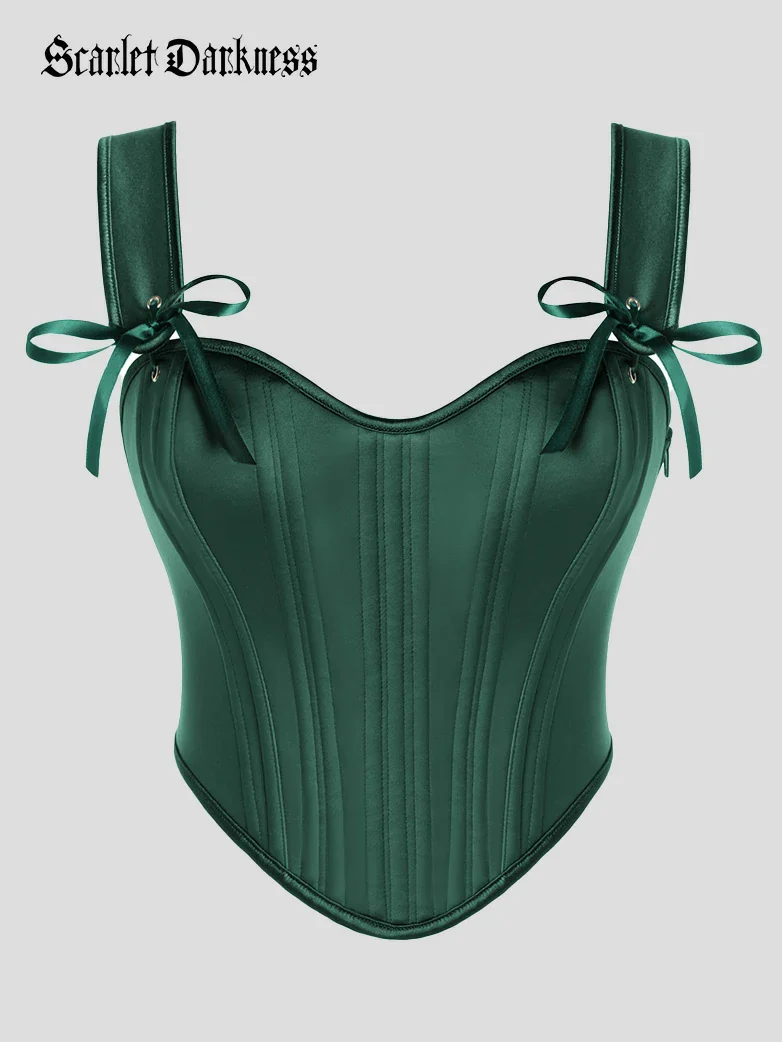 Renaissance Satin Corset Bustier Lace-up Top - Image 37