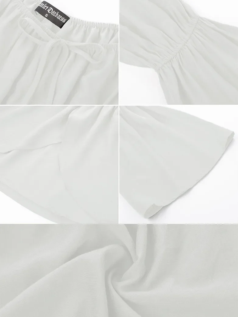Renaissance Wrap Hem Elastic Waist Peasant Tops - Image 34