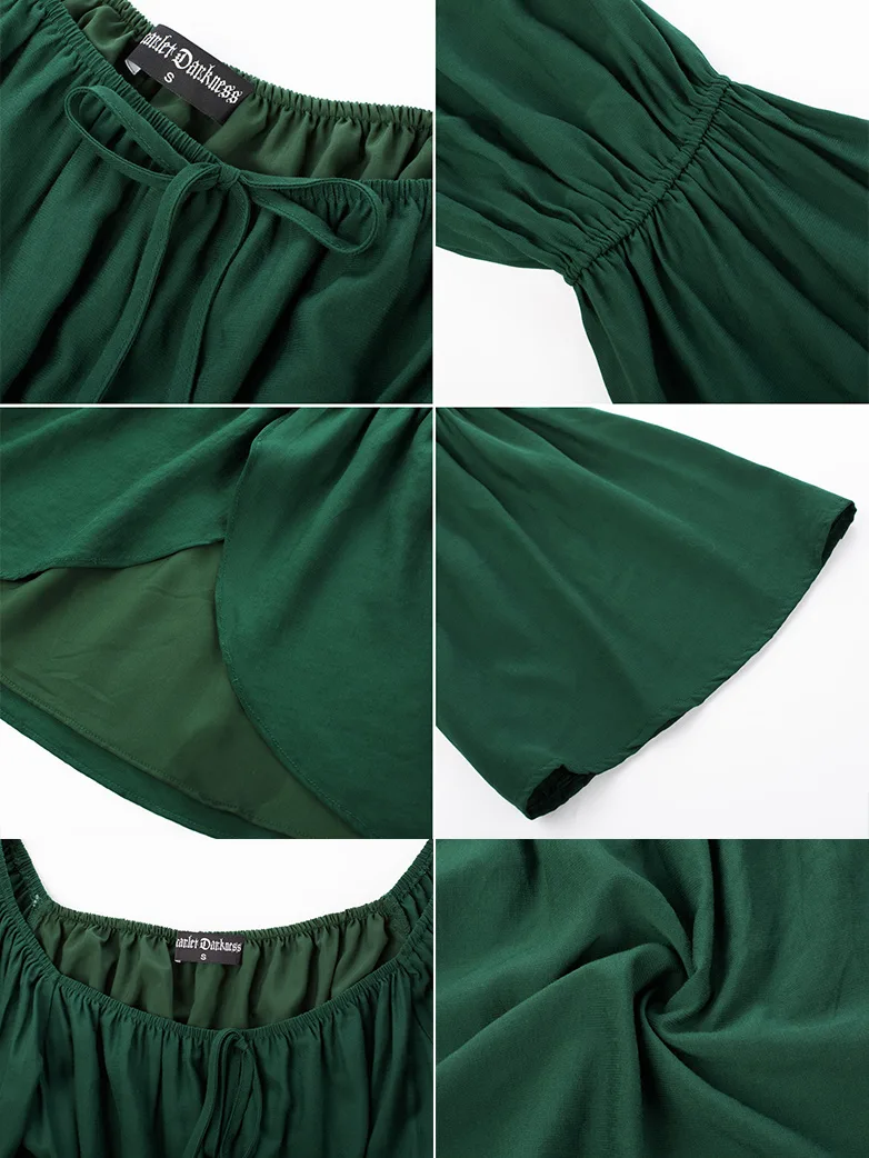 Renaissance Wrap Hem Elastic Waist Peasant Tops - Image 38