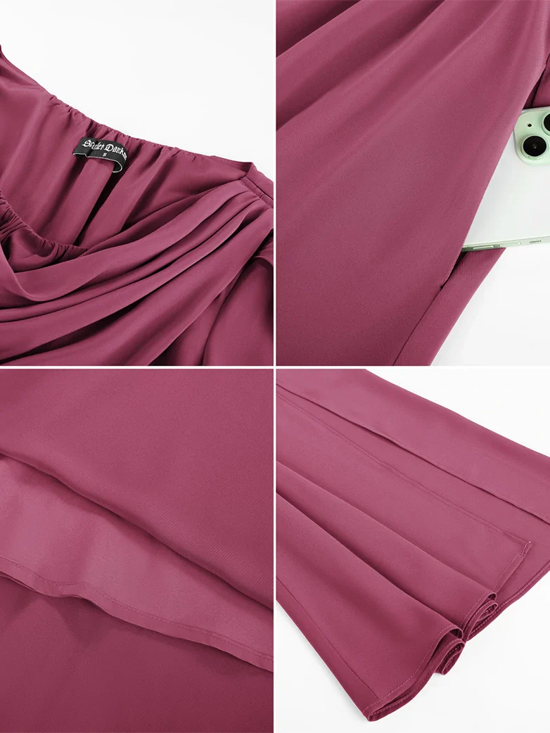 Renaissance Fantasy Slit Sleeve Pockets Purple Dress - Image 11