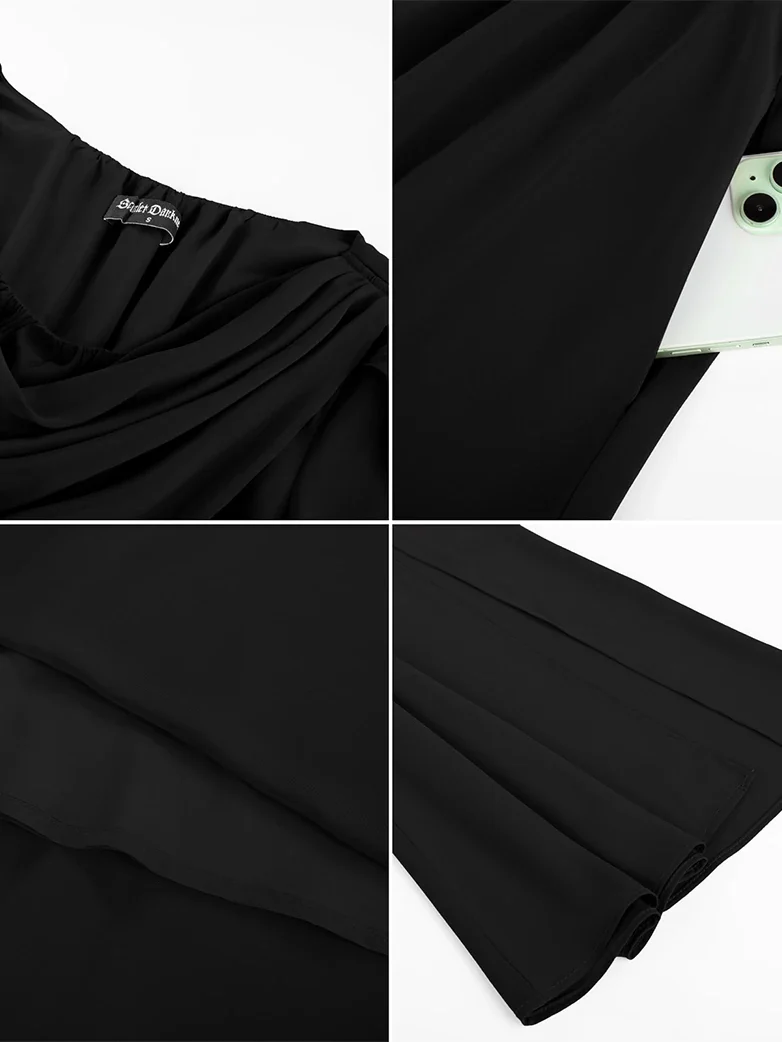 Renaissance Fantasy Slit Sleeve Pockets Purple Dress - Image 15