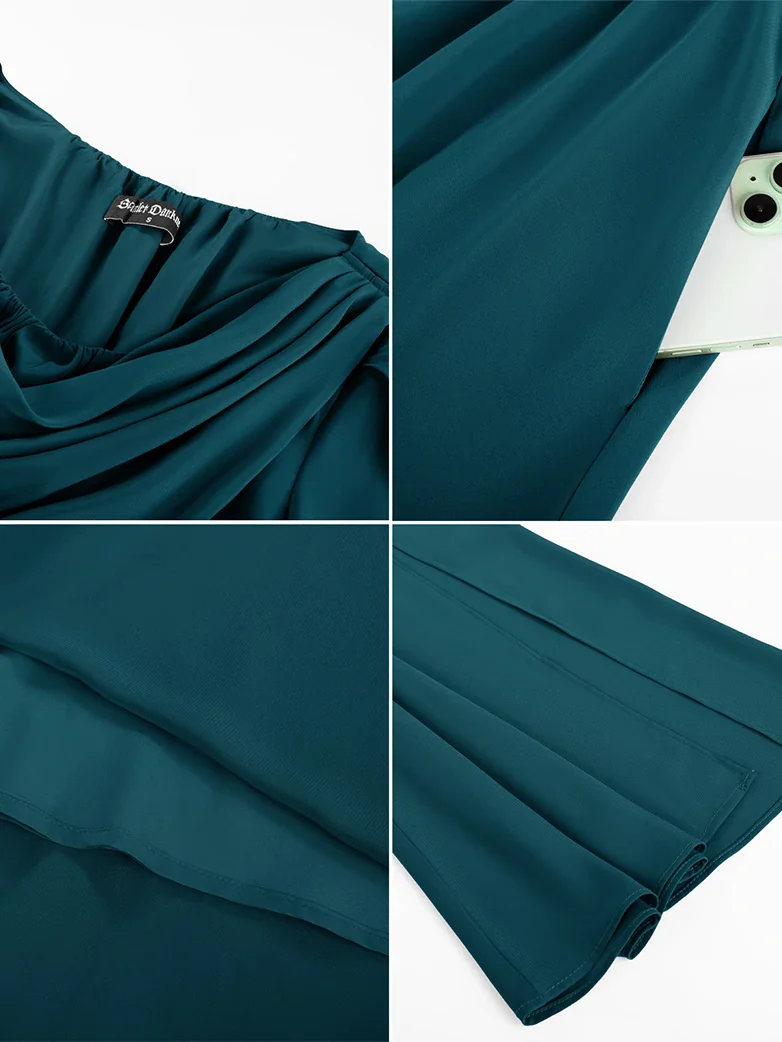 Renaissance Fantasy Slit Sleeve Pockets Purple Dress - Image 18