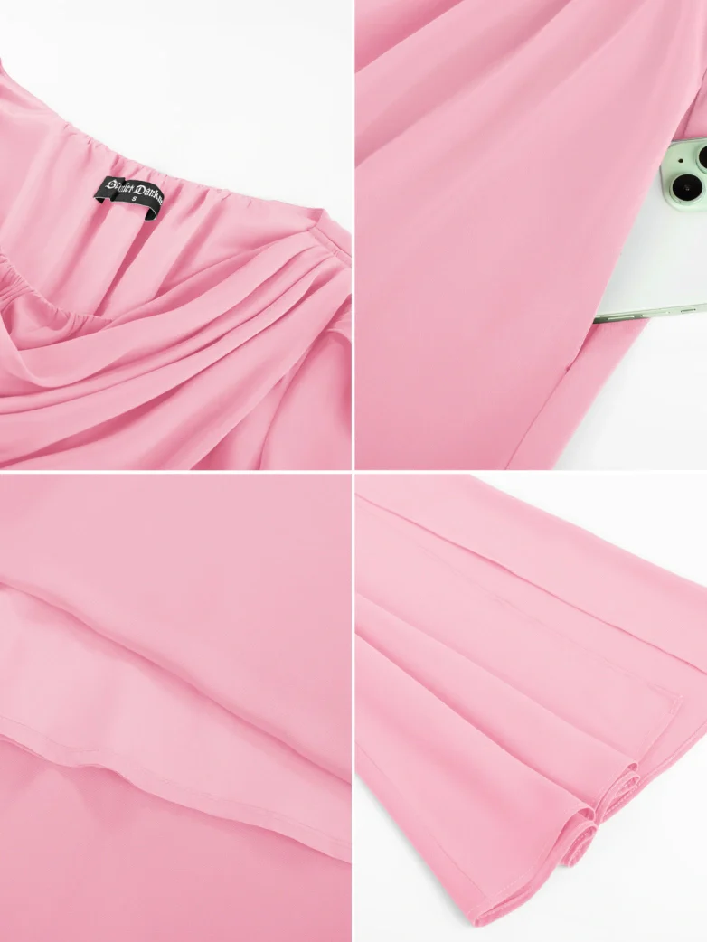 Renaissance Fantasy Slit Sleeve Pockets Purple Dress - Image 4