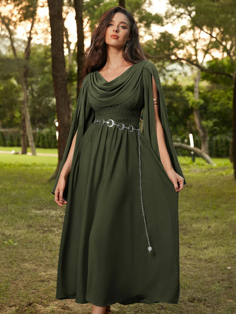 Renaissance Fantasy Slit Sleeve Pockets Purple Dress - Image 7