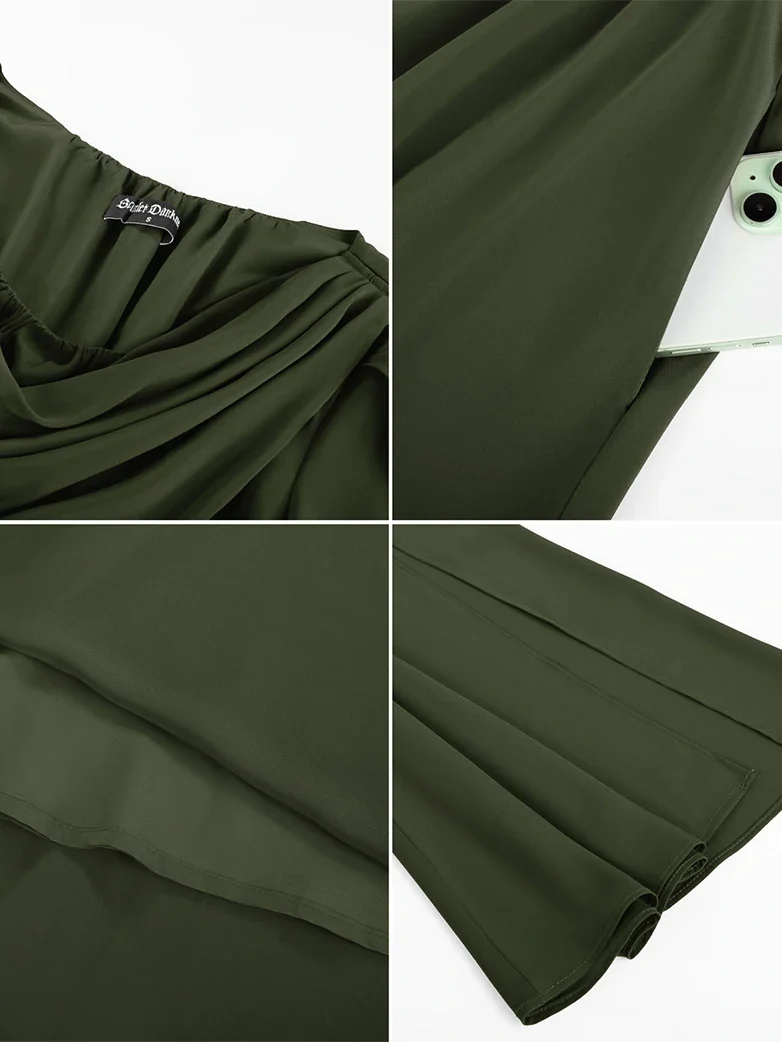 Renaissance Fantasy Slit Sleeve Pockets Purple Dress - Image 8