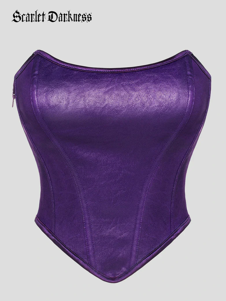 Strapless 11 Bones Pointed Hem Satin Corset Top