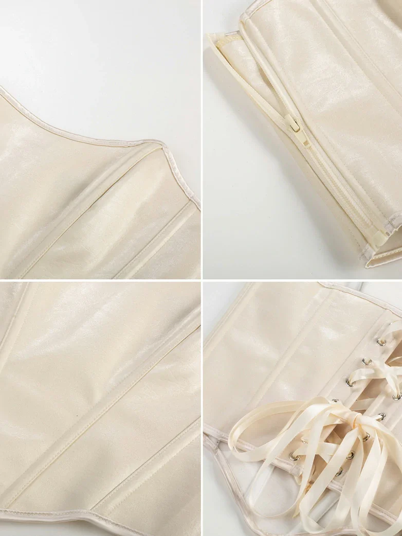 Strapless 11 Bones Pointed Hem Satin Corset Top - Image 11