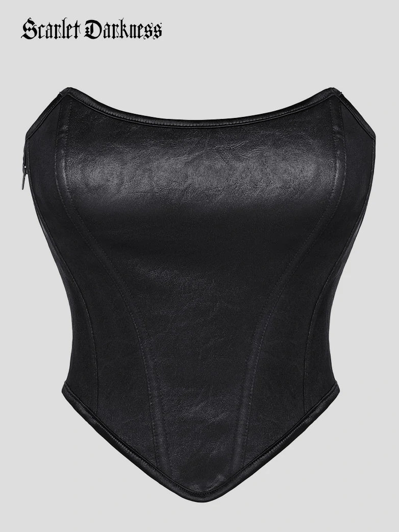 Strapless 11 Bones Pointed Hem Satin Corset Top - Image 12