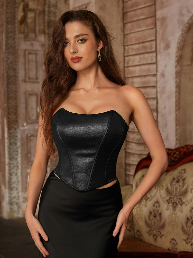 Strapless 11 Bones Pointed Hem Satin Corset Top - Image 14