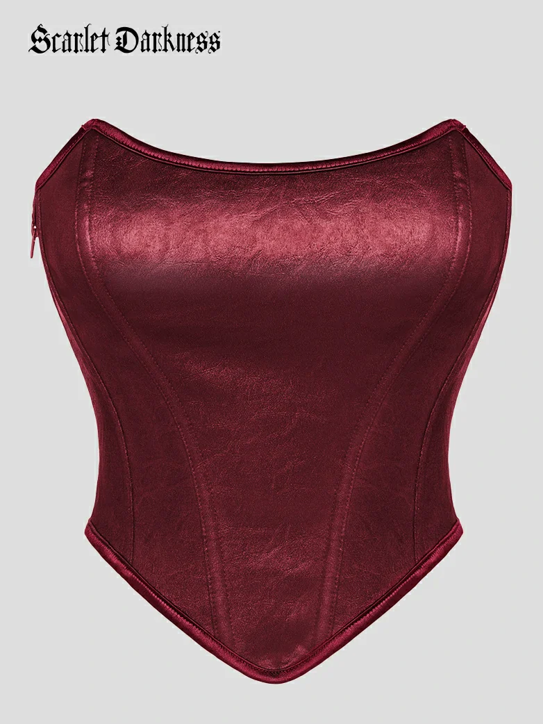 Strapless 11 Bones Pointed Hem Satin Corset Top - Image 19