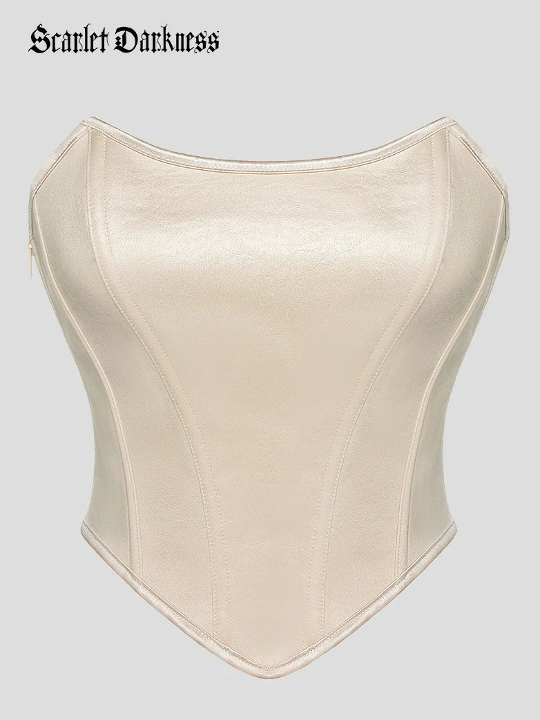 Strapless 11 Bones Pointed Hem Satin Corset Top - Image 7