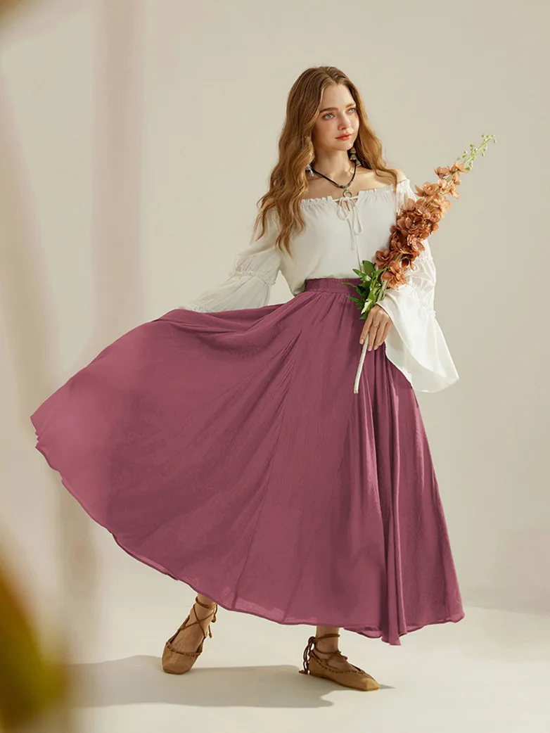 Renaissance Elastic Waist Fairy Swing Pockets Skirt - Image 15