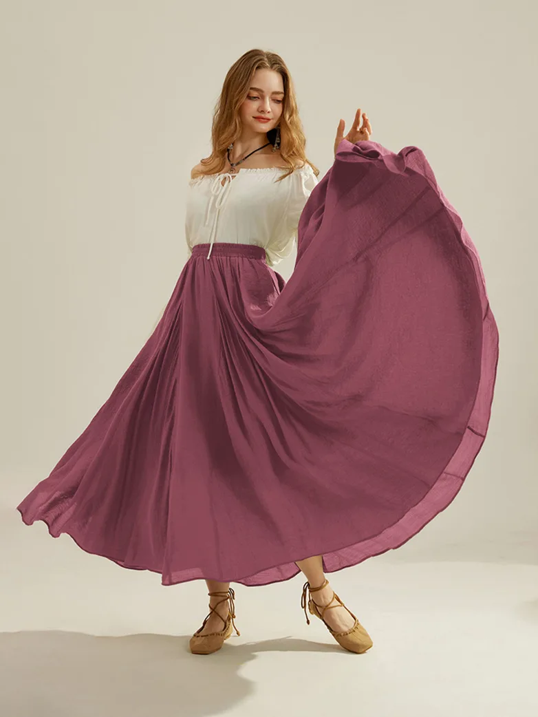 Renaissance Elastic Waist Fairy Swing Pockets Skirt - Image 16