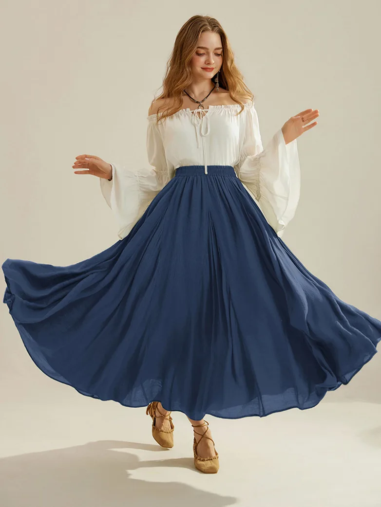 Renaissance Elastic Waist Fairy Swing Pockets Skirt - Image 2