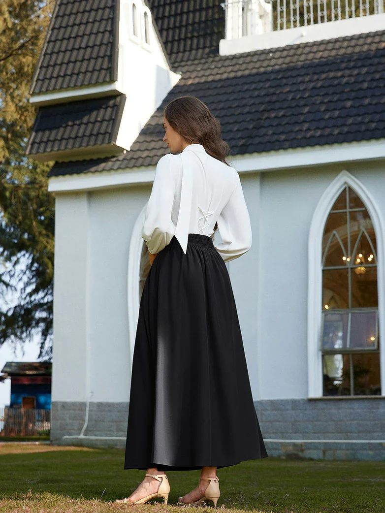 Renaissance Vintage Swing Maxi Skirt with Pockets - Image 10