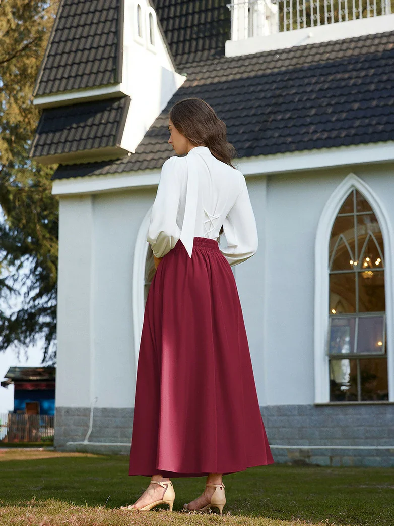 Renaissance Vintage Swing Maxi Skirt with Pockets - Image 15