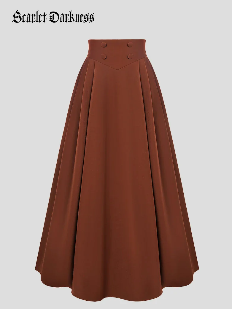Renaissance Vintage Swing Maxi Skirt with Pockets - Image 18