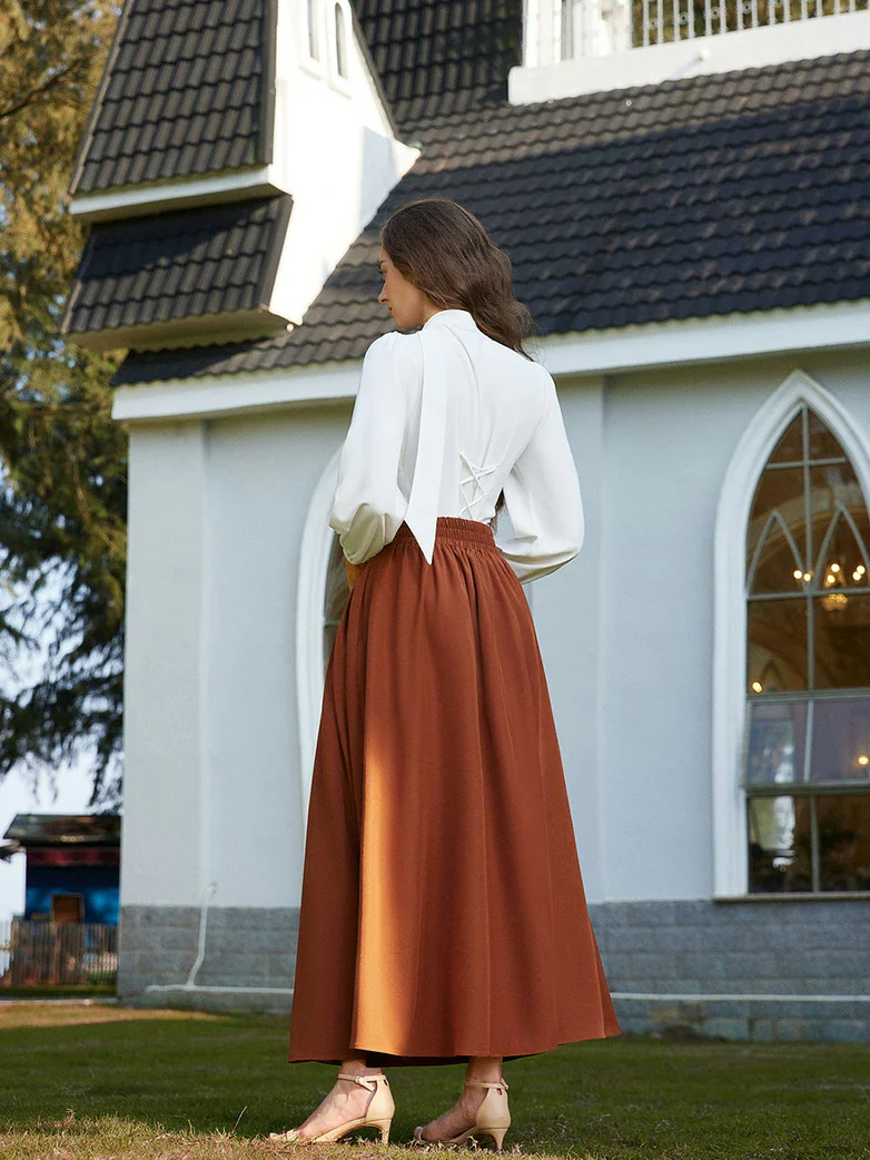 Renaissance Vintage Swing Maxi Skirt with Pockets - Image 22