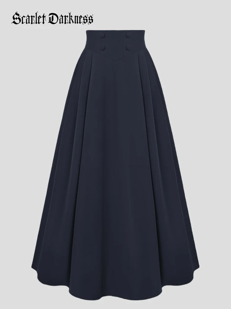 Renaissance Vintage Swing Maxi Skirt with Pockets - Image 34
