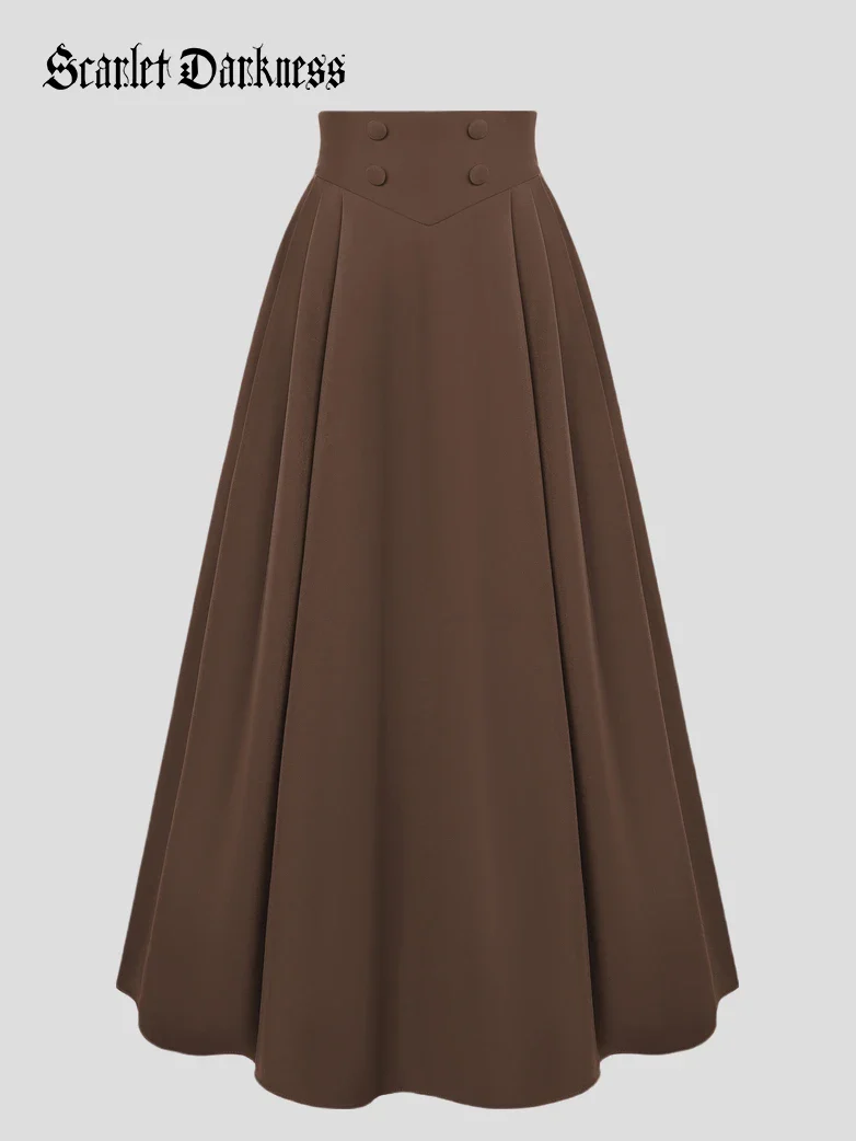 Renaissance Vintage Swing Maxi Skirt with Pockets - Image 38