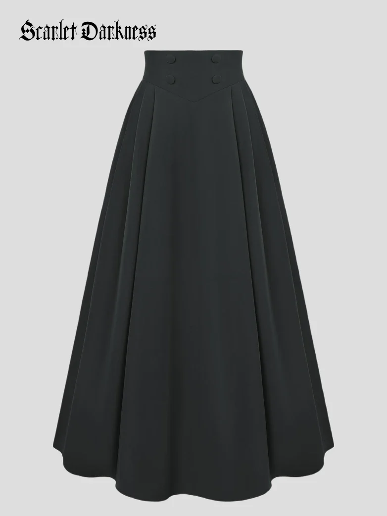 Renaissance Vintage Swing Maxi Skirt with Pockets - Image 47