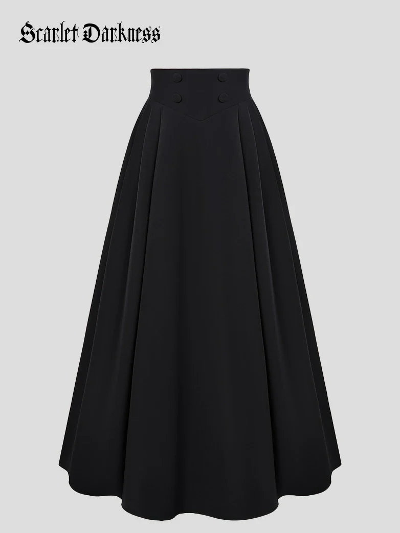 Renaissance Vintage Swing Maxi Skirt with Pockets - Image 7