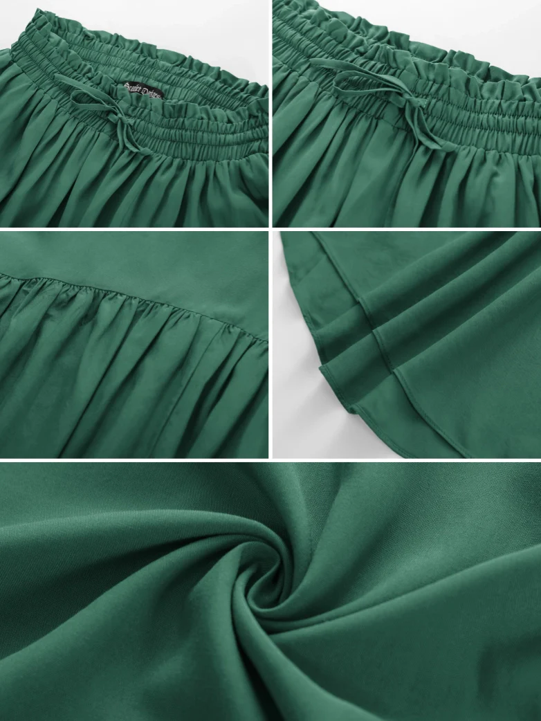 Elastic Waist Flared Renaissance Skirt with Pockets - Image 102