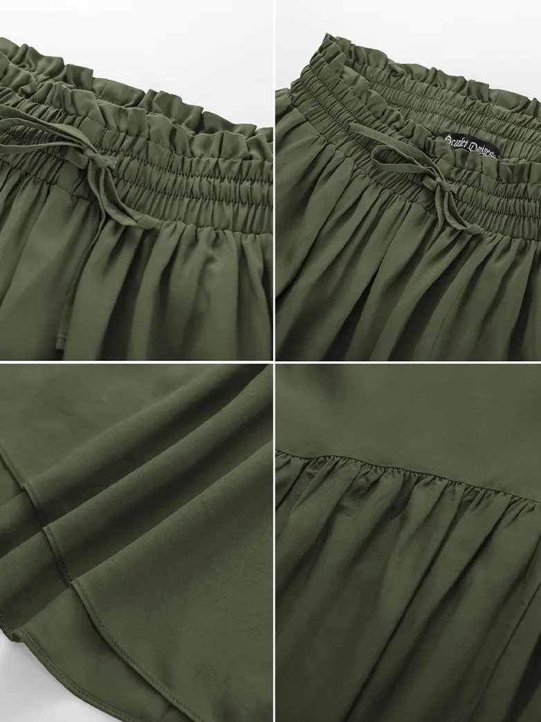 Elastic Waist Flared Renaissance Skirt with Pockets - Image 11