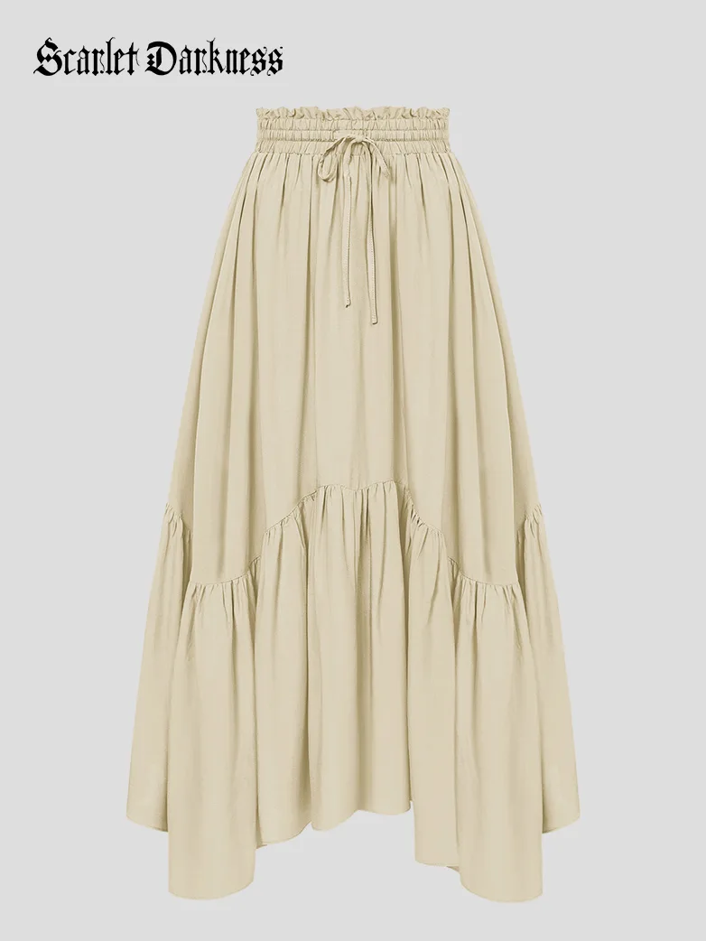 Elastic Waist Flared Renaissance Skirt with Pockets - Image 16